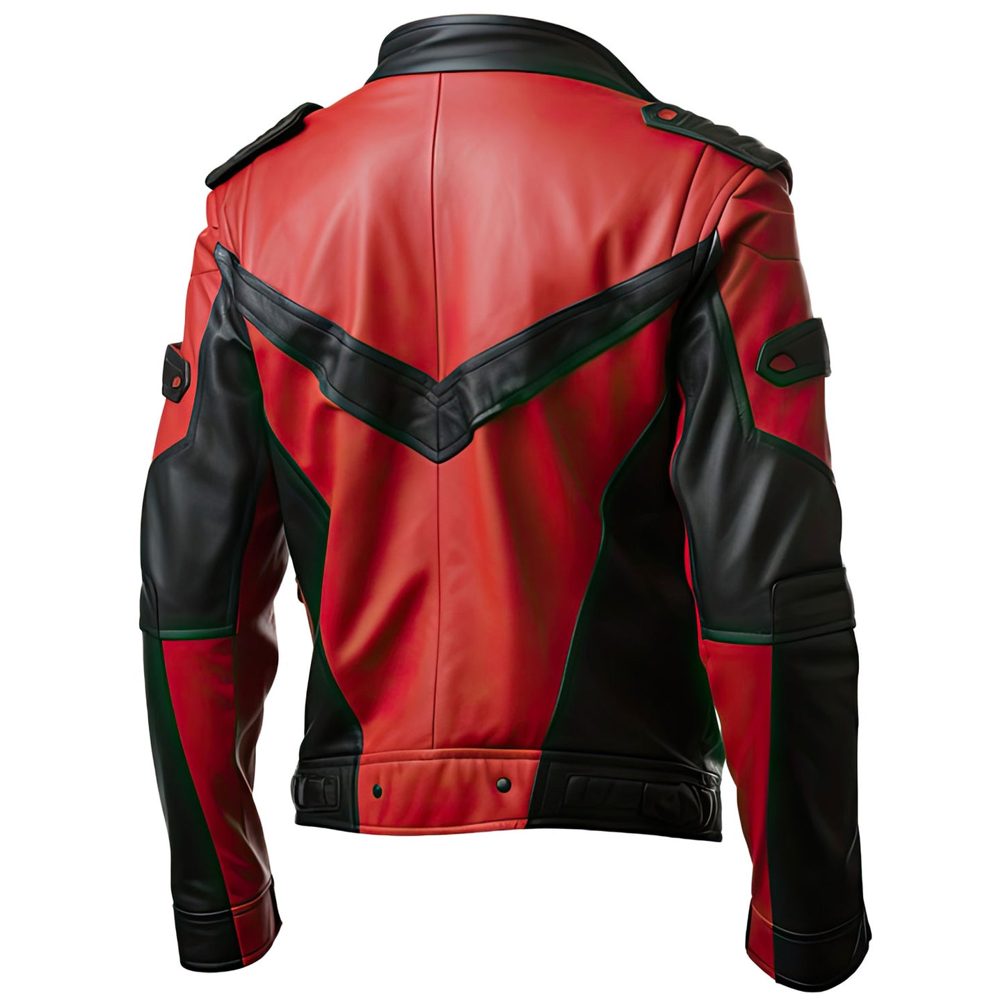 Men’s Black Red Genuine Sheepskin Stand Collar Moto Biker Classy Smooth Casual Café Racer Zip-Up Leather Jacket